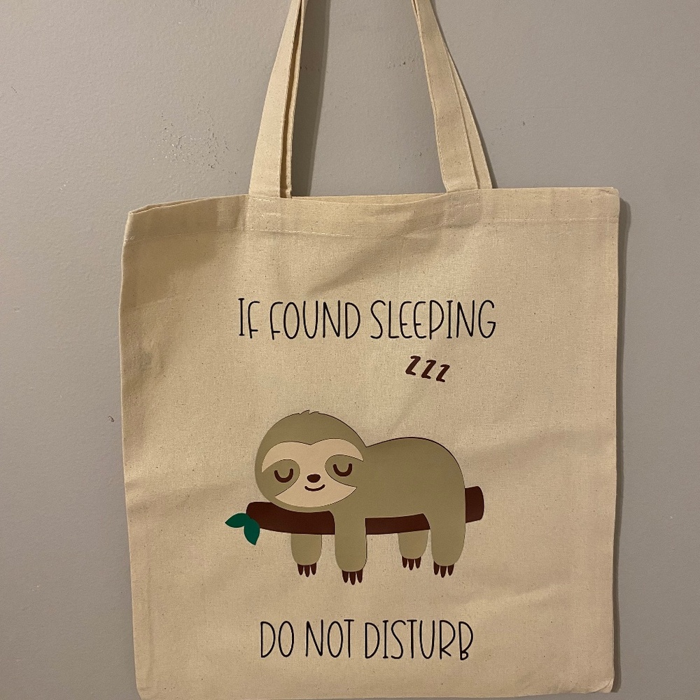 Cute Sleeping Sloth, 100% Cotton Tote Bag
